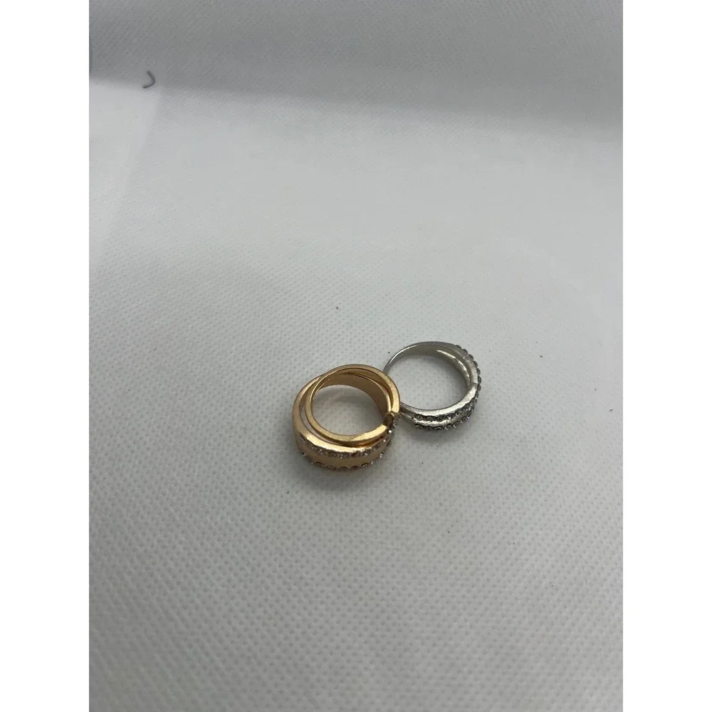Rhinestone Rings Gold Silver‎ Stackable Band Ring Set Statement Jewelry